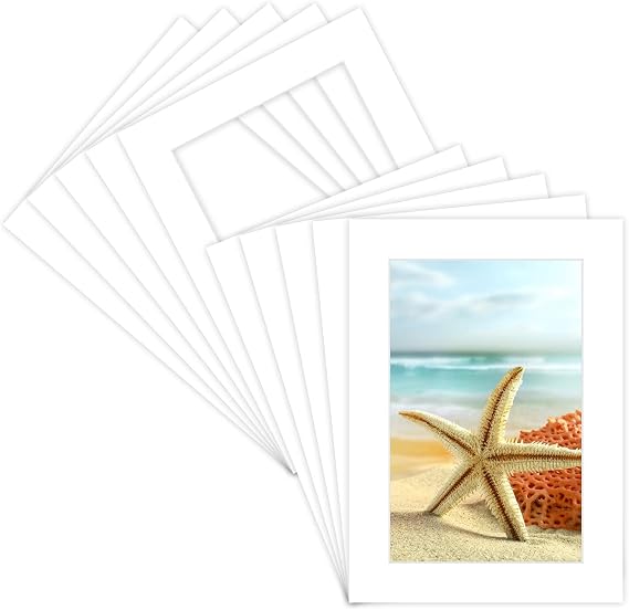 Golden State Art, Pack of 15, Acid-Free 5x7 White Pre-Cut Picture Mats for 4x6 Photos with White Core Bevel Cut Frame Mattes
