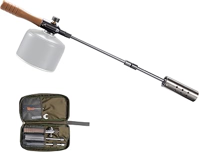 CAMPINGMOON Camping Grill Torch Dual Fuel Head Flame Adjustable for Charcoal Starter with Storage Case MT-3955I-1010 Isobutane