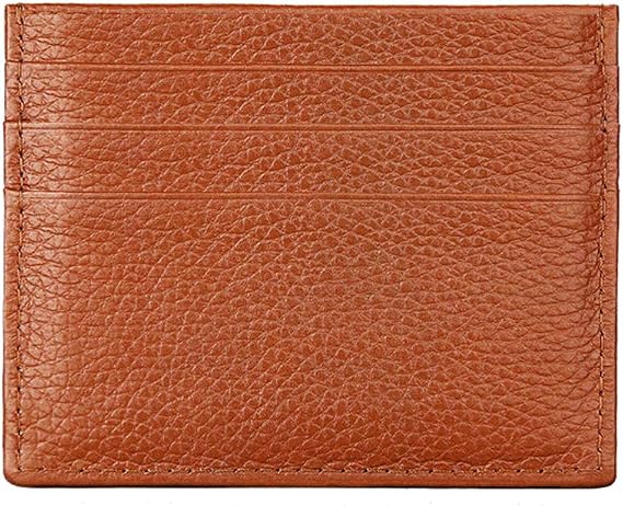 Hibate Real Leather Slim Credit Card Cases Holders Sleeve Wallet for Unisex Men Women - Light Brown