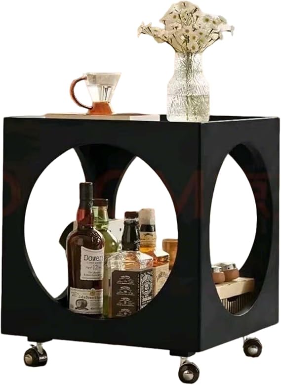 Modern Coffee Table with Storage, Round Coffee Table with Wheels, Small Coffee Table for Living Room, Minimalist Accent Table, Sofa Side Table, Low Coffee Table, Space Saving Table