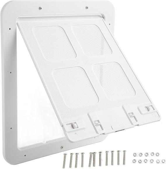 Pet Screen Door Breathable Cat Flap, Plastic ABS, White S, Noiseless Prevention - Magnetic Lock, Durable Pet Access for Small Windows and Doors (61 Keys(102 X 15 X 44cm / 40.2 X 5.9 X 17.3in))
