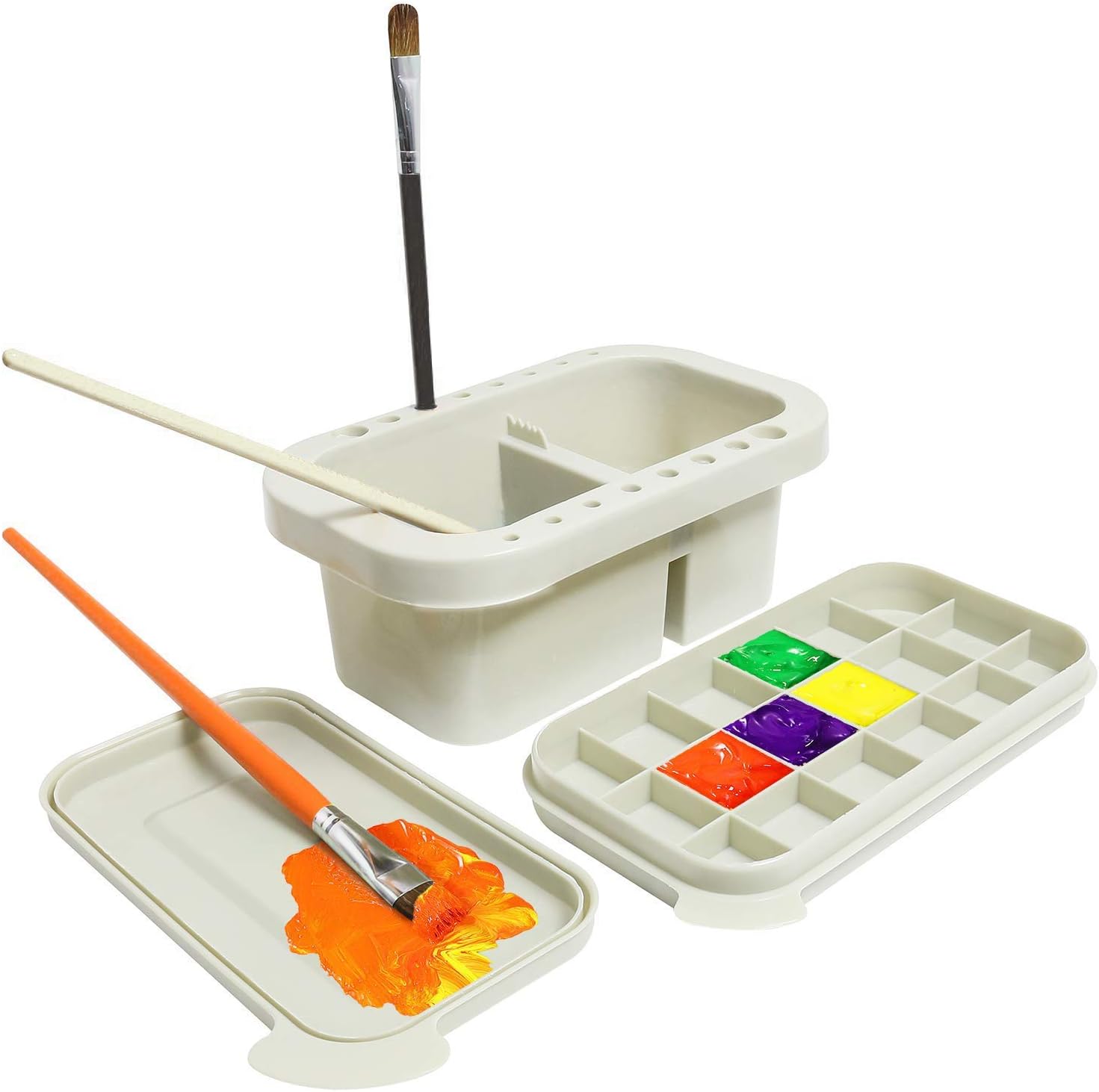 Paint Brush Washer Pot Multifunctional Paint Brush Cleaner Pot with Brush Holder and Palette