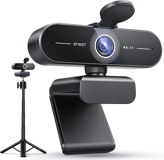 EMEET C60E 4K Webcam with Tripod, Streaming Camera with PDAF Autofocus