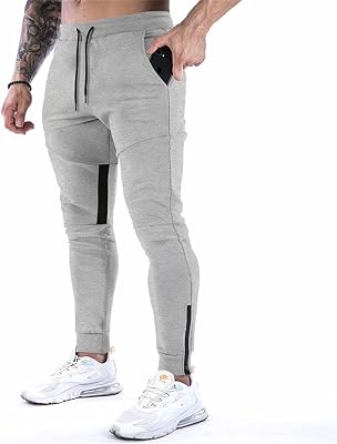 INVACHI Mens Slim Joggers Workout Pants for Gym Running and Bodybuilding Athletic Bottom Sweatpants