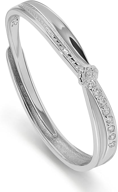 Meissa Engagement Rings for Women 925 Sterling Silver Knot Ring Promise Rings Matching Couple Rings Set Size Adjustable Handmade Rings for Wedding Anniversary