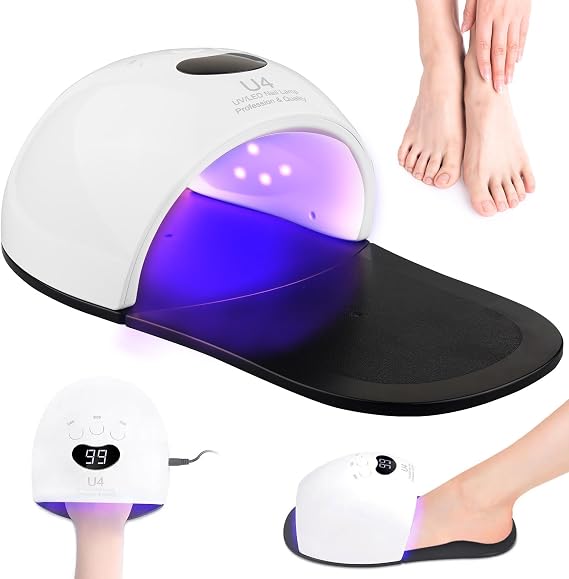 Nail Light Device with 30 LED 405nm Blue Light, Portable Nail Fungus Laser Device for Fingernails and Toenails, LED Nail Cleaning Machine with Timer and Detachable Base for Home and Travel Use