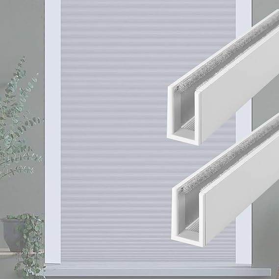 Customized Size Aluminum U-Channel Side Rail Track, 80 100 150 200 Cm Long Light Gap Blockers Strips for Blackout Roller Blinds, Window Light Blocker Strips(White,40cm (16inch))