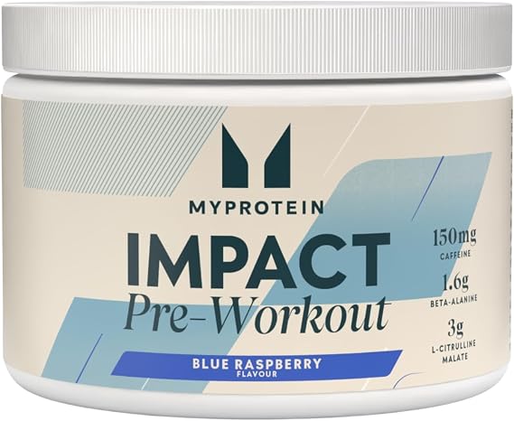 Myprotein Impact Pre‑Workout – Energy, Focus & Performance Formula with Caffeine, Citrulline & Beta-Alanine | Blue Raspberry – 250 g - 21 Servings | Boosts Training Drive & Workout Intensity