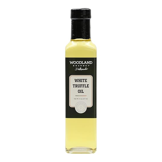 White Truffle Oil, 8 oz Premium Olive Oil Infused with White Truffle, Gourmet Finishing Oil, by Woodland Gourmet
