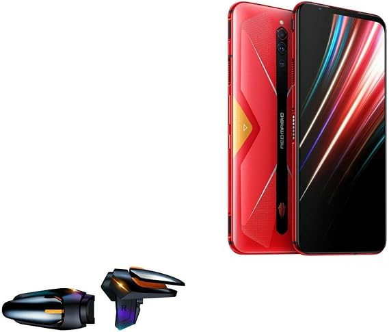 BoxWave Gaming Gear Compatible with Nubia Red Magic 5G - Touchscreen QuickTrigger Auto, Trigger Buttons Autofire Gaming Mobile FPS - Jet Black