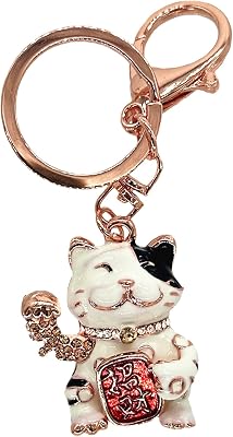Betterdecor Feng Shui Wealth Lucky Cat key chain ring for wealth luck