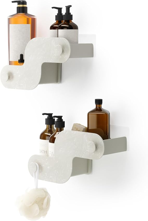 Umbra Nami Shower Caddy, Adhesive No Drill Bathroom, Set of 2, Ocean Sand