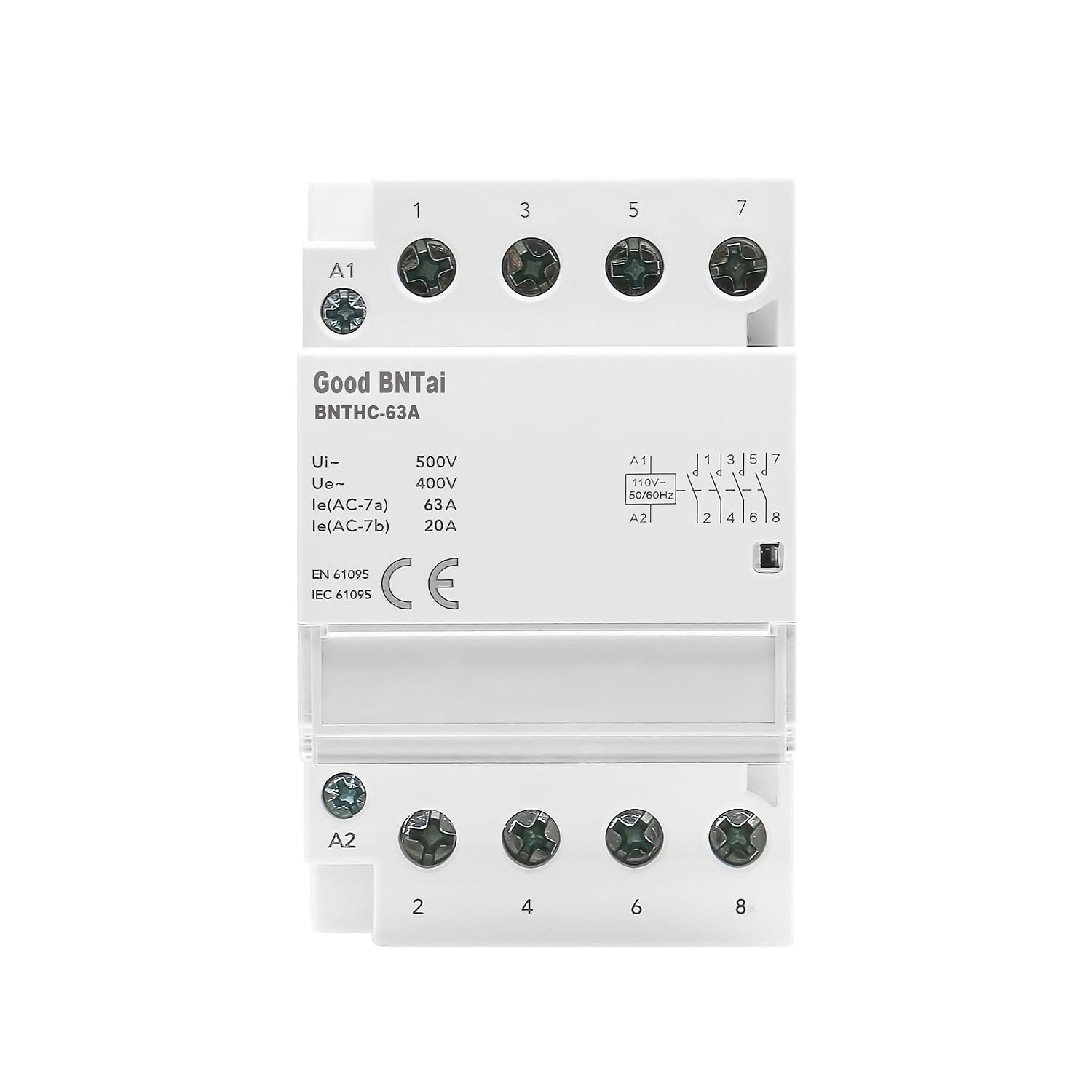 AC コンタクタ BNTHC-63A 4 ポール 63A 4 NO 110VAC コイル電圧 35 mm DIN レールマウント