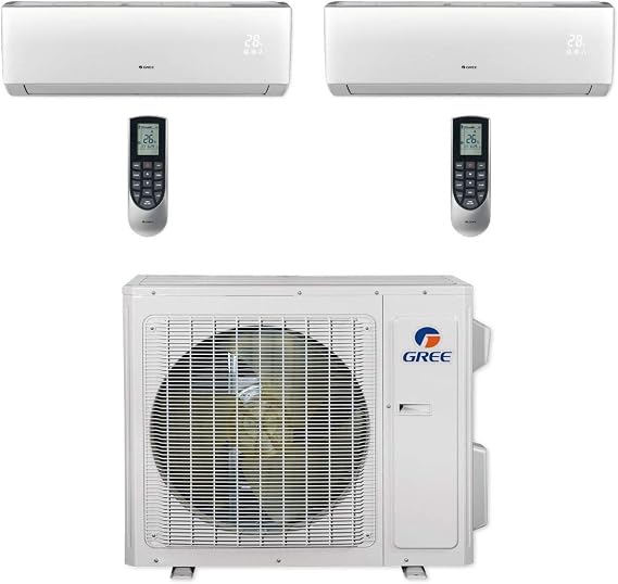 Gree 24,000 BTU Multi21+ Dual-Zone Wall Mount Mini Split Air Conditioner Heat Pump 208/230V SEER 21 (9-12)