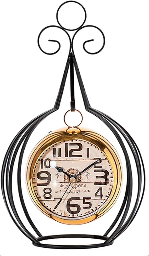 Table Clock Metal for Home Kitchen Statue Mantel Clock for Home,Display Stand,Office,Living Room,Bedroom,A