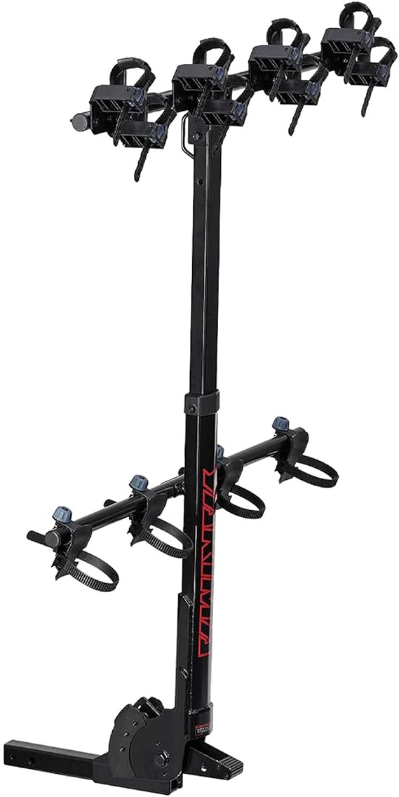 Yakima Versatile HangTight 4 Vertical Hanging Hitch Steel Bike Rack for 2 Inch Hitch Receivers with Fully Padded Cradles and Tilting Design, Black