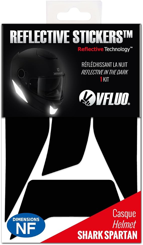VFLUO NEOTECII™, retro reflective 5 stickers kit made for SHOEI NEOTECII™ and adaptable to all helmets, 3M Technology™, Black