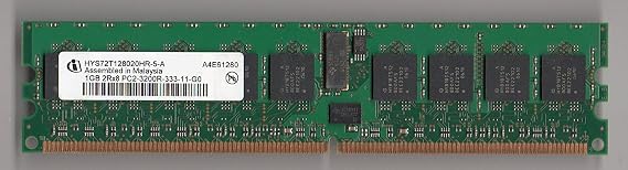 INFINEON HYS72T128020HR-5-A 1GB SERVER DIMM DDR2 PC3200(400) REG ECC 1.8v 2RX8 240P 128MX72 64mX8 CL