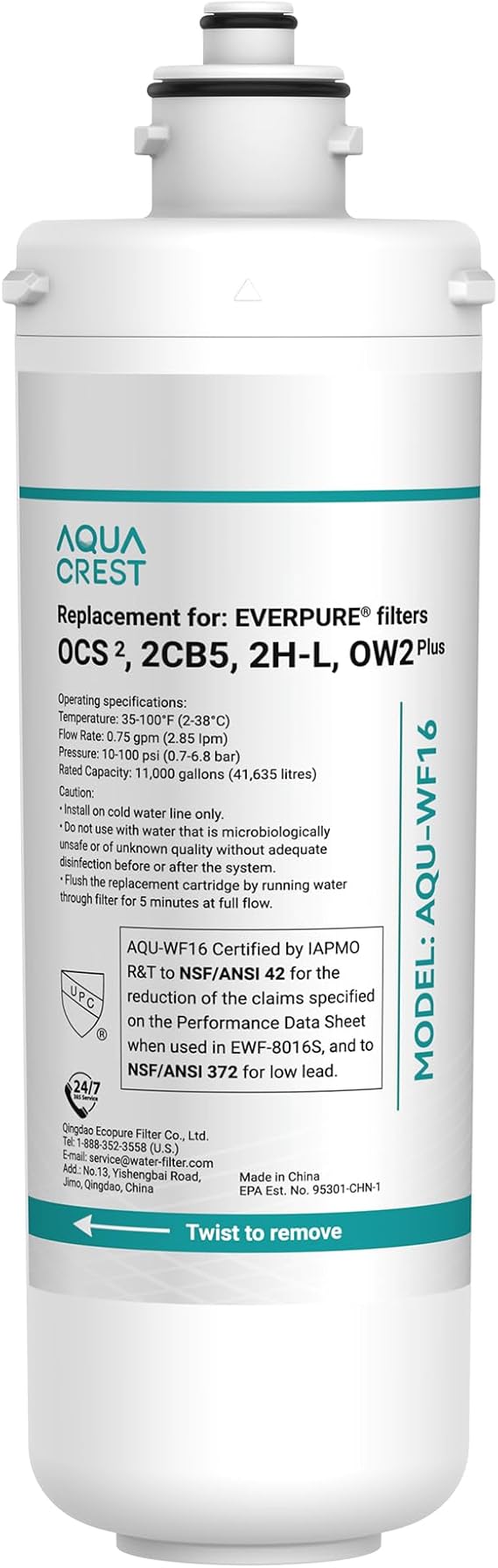 AQUA CREST OCS2 Under Sink Water Filter, Replacement for Everpure EV9618-02