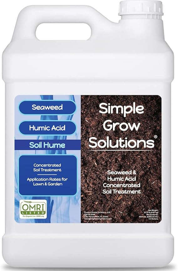 Super Seaweed Humic Fulvic Acid Blend- Liquid Carbon - Soil Hume - Simple Grow Solutions- Natural Lawn & Garden Concentrated Treatment- Increase Nutrient Uptake (2.5 Gallons)