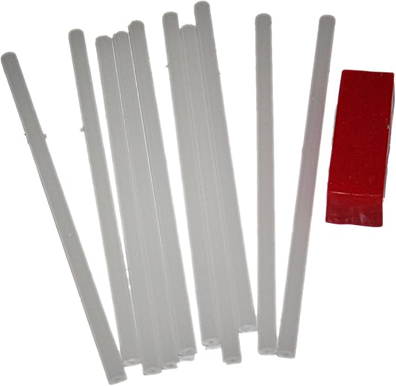 10 P-Tex PTex Rods Sticks Light and Drip Candle Clear/White Ptex P-tex Ski Snowboard Base Repair Plus Bonus 45 gram red All Temp Wax