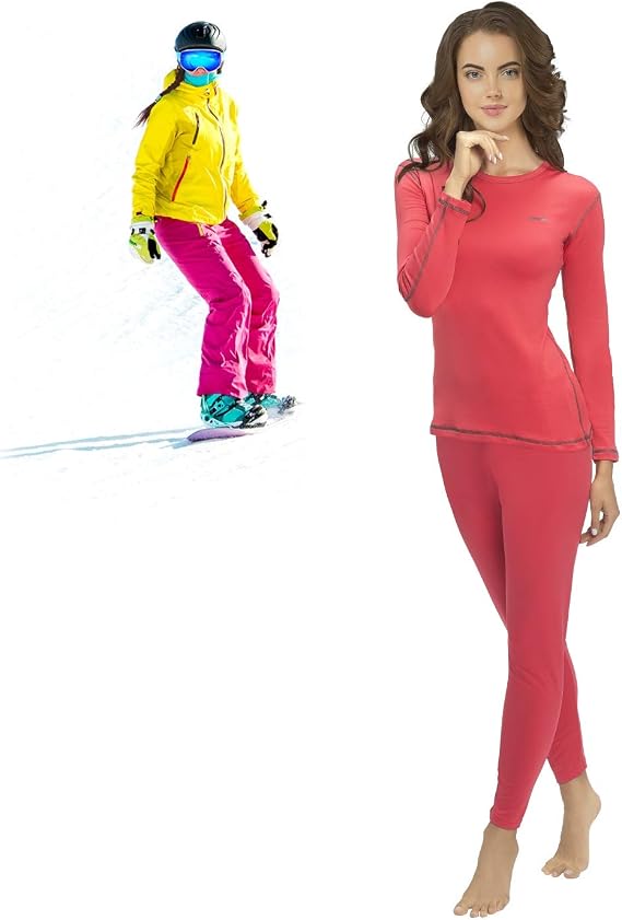 Thermal Underwear for Women (Thermal Long Johns) Sleeve Shirt & Pants Set, Base Layer w/Leggings Bottoms Ski/Extreme Cold