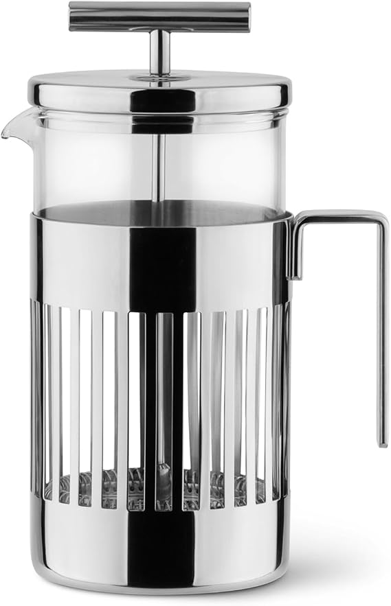 Alessi 9094/8 - Press Filter Coffee Maker or Infuser in 18/10 Stainless Steel Mirror Polished and Heat Resistant Glass, 8 Cups