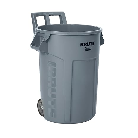 Rubbermaid Commercial Products Vented Wheeled BRUTE Trash Container, 44 Gal Gray, for Landscapers/Construction Sites/Restaurants/Back of House/Offices/Warehouses/Commercial Environments