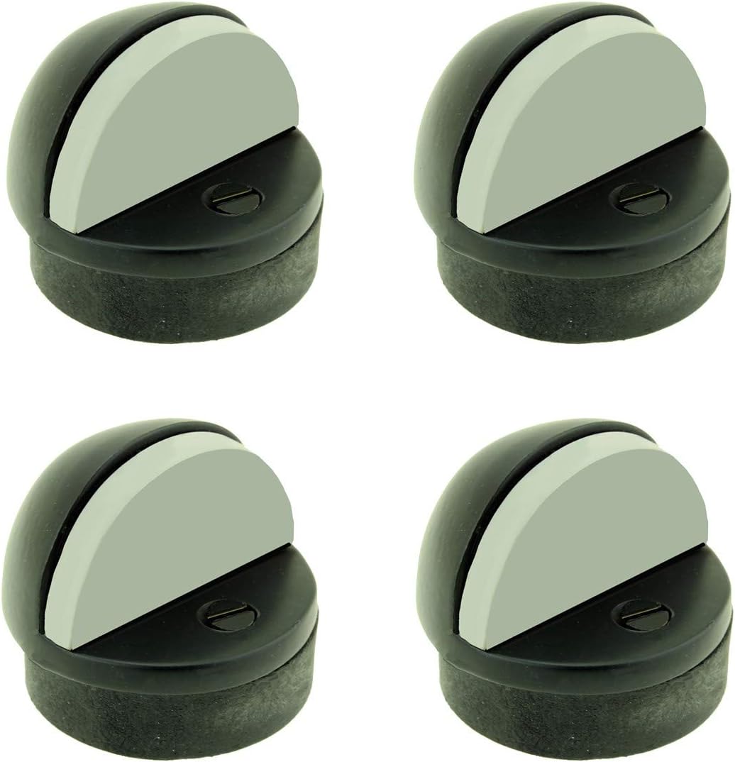 Renovators Supply Matte Black Domed Door Stop Floor Mount Bumper with Two Height Choices Installation Hardware Included