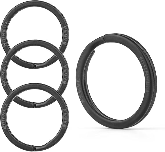 FEGVE Titanium Key Chain Rings Split Rings 4 Pack Durable and Rustproof
