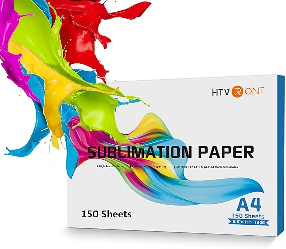 HTVRONT Sublimation Paper for T-Shirts & Mug,150 Sheets 120g 8.5x11 Inch A4 | Smooth Jam-Free & Instant Dry:High Transfer Rate, Vibrant Color Transfer on Polyester Fabrics,No Curl