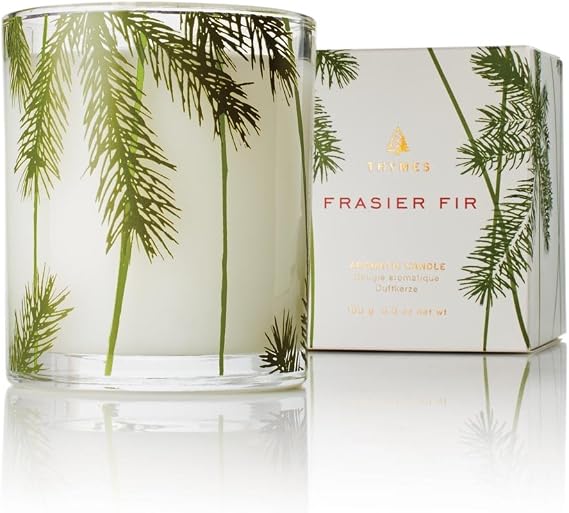 Thymes Frasier Fir Pine Needle Candle Holiday Candles for Home Scented with Notes of Crisp Siberian Fir, Cedarwood & Sandalwood Christmas Decor (6.5 oz)