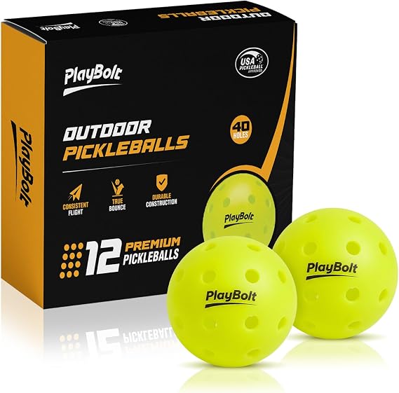 PlayBolt Outdoor Pickleball Balls, Premium Pickle Ball Set, USAPA Approved