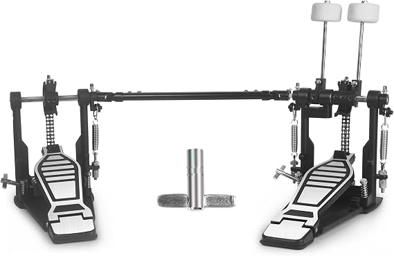 Double Kick Bass Drum Pedal Heavy-Duty Double Chain Bass Pedal Foot | Twin Chain Drive Percussion Hardware & 4-Sided Beater Heads | Electric Drum Set Double Bass Pedal for Pro Drummers