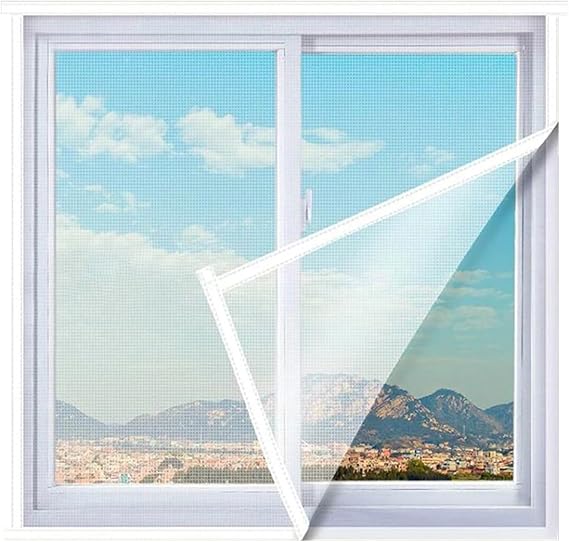 White Mosquito Nets for Window, Adjustable Easy to Install Mosquito Screen, Breathable Fiberglass Fly Screen - 50x150cm
