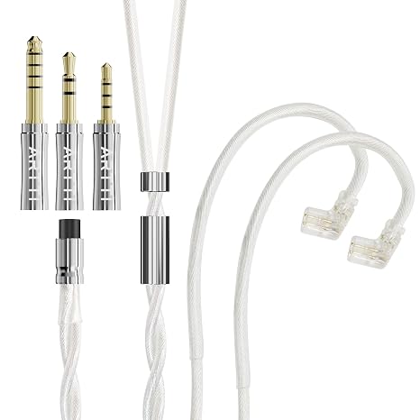 ARTTI A9 Earphone Cable 2.5/3.5/4.4mm 3in1 Plug 2 Cores 756 Strands Silver-Plated 7N OCC Copper Upgrade Cable, DQC/MMCX Plug (QDC Straight)