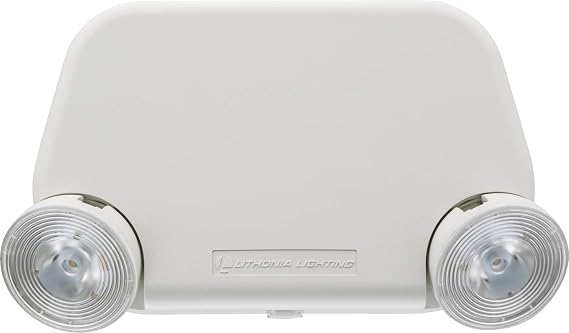 Lithonia Lighting Basics Low Profile LED Emergency Light 120/277V, White | Ceiling or Wall Mount LED Emergency Lights for Business, White Thermoplastic, 120/277V Dual Voltage (EU2L M12)