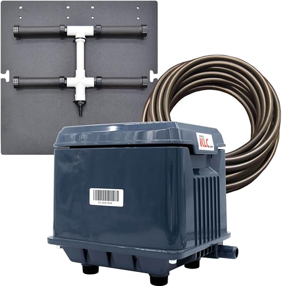 EasyPro PA6SWN Shallow Lake & Pond Aeration System - up to 7' Deep | Complete single diffuser system includes 115 volt compressor, 50' of 1/2" QuickSink Tubing, diffusers. Max air flow 3.1 CFM