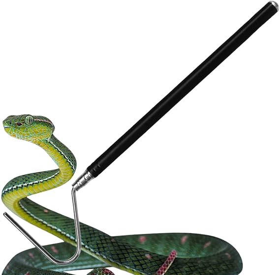 26" Retractable Snake Hook for Pet Reptile Daily Care | 26 inch retractable 304 stainless steel snake hook,duckbill head reptile handling tool for pet snake daily feeding cleaning