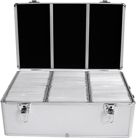MediaRange 500 Disc Storage Case Aluminium Effect with Hanging Pockets - Silver