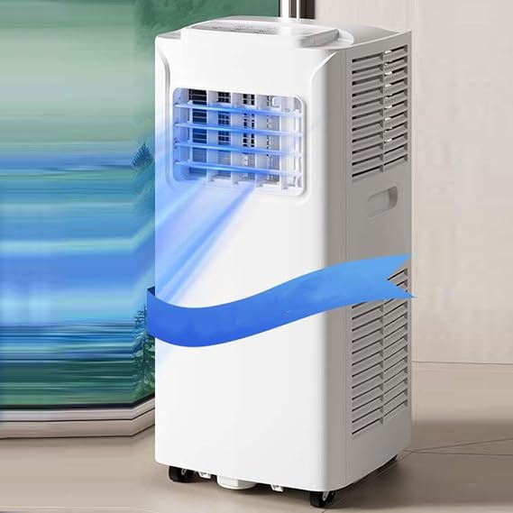 8000 BTU Portable Air Conditioner with Cooling Fan & Dehumidifier, Covers Up to 350 sq ft, Window Kit Included, Ideal for Rooms, Bedrooms, and Offices