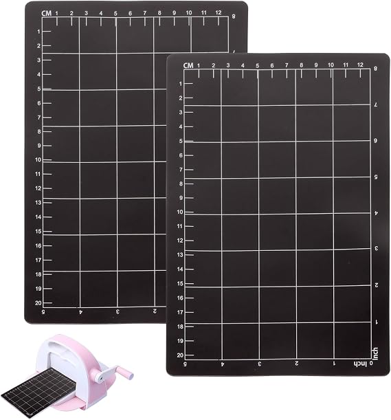 2 Pcs 6'' x 9" Magnetic Cutting Shim, Grid Magnetic Shim Embossing Machine Die Pads with Card Size, Black Sheet Grids Die Cutting Machine Accessories for Die Cutter