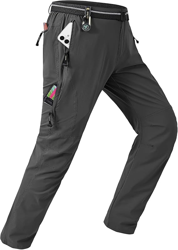 TBMPOY Men's Lightweight Hiking Pants with Belt Waterproof Travel Fishing