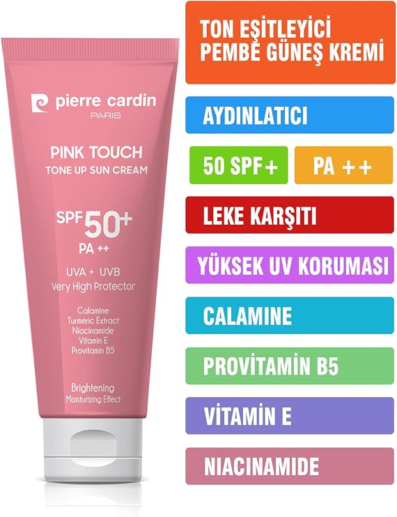 Pierre Cardin Ton Eşitleyici Aydınlatıcı Yüz Güneş Kremi Pink Touch Tone-Up Spf50+/Pa++ – 50 Ml, Tek Ebat