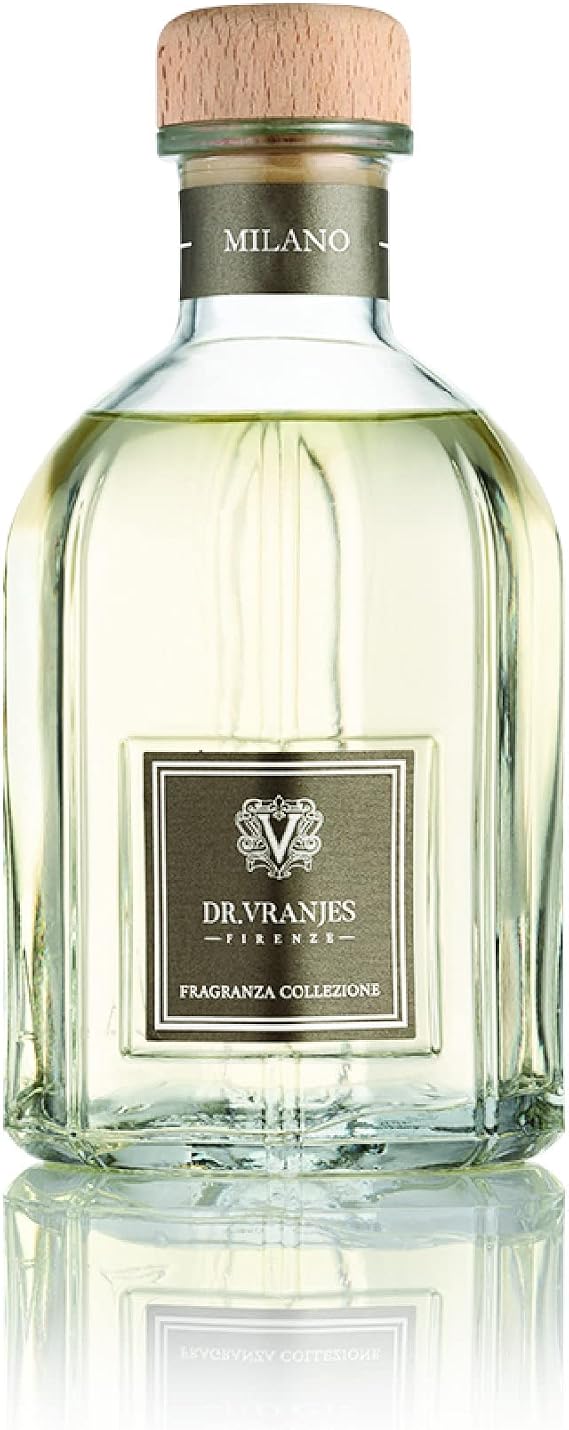 Dr. Vranjes Milano 250 ml Diffuser + Double Pack of White Sticks (3 Pieces Bundle) Luxury Home Fragrance, Made in Italy, Main Scent: Patchouli, Pepper, Sandalwood