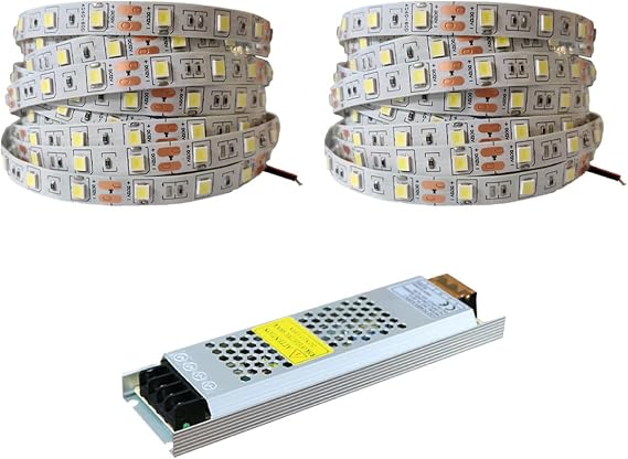 10 Metre Şerit LED Beyaz Renk + 12v 10 Amper 120 Watt LED Trafo - 3 Dirençli Double Pcb - Oturma Odası, Yatak Odası ve Mutfak için Gizli Aydınlatma [Enerji Sınıfı F]