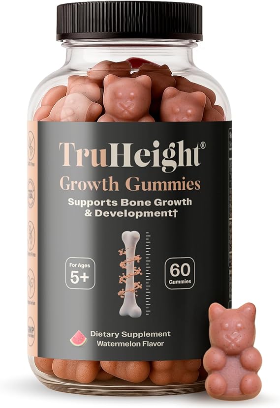 TruHeight Growth Gummies Watermelon Tall Nutrition for Natural Growth Supplement for Kids & Teens - Vitamin D, K, Calcium & Ashwagandha, Bone Strength Vitamins D3 K2, Picky Eater, Taller Ages 5