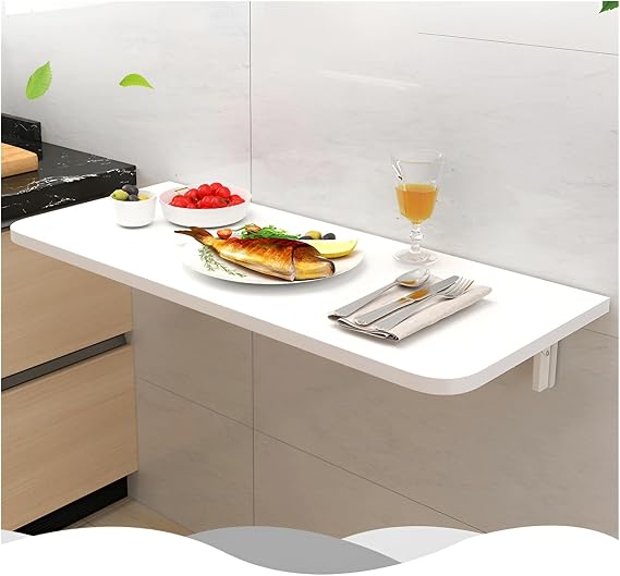 Wall Mounted Folding Table, Fold Down Desk for Small Spaces with Legs