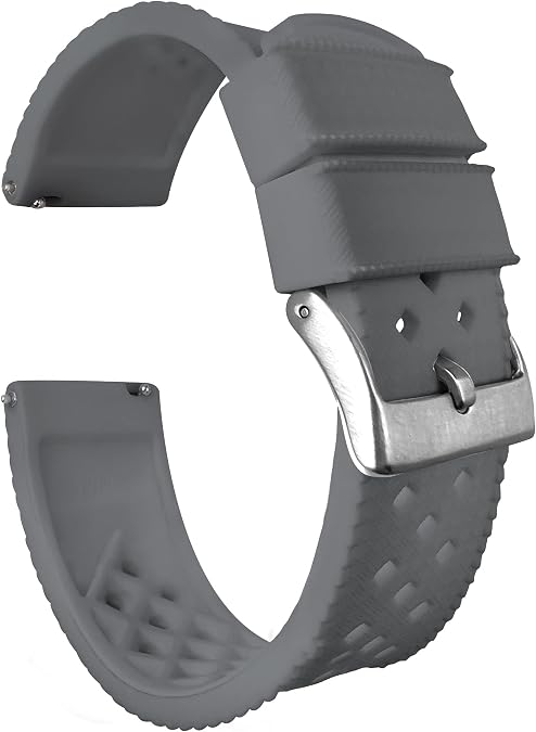 BARTON WATCH BANDS, 18mm Smoke Grey - Tropical-Style 2 Watch Bands - Quick Release - Choose Strap Color & Width