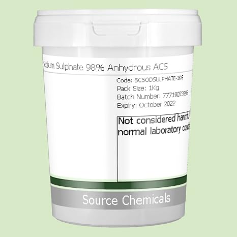 Sodium Sulphate 98% Anhydrous ACS 1Kg Including Delivery